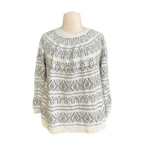 J. Jill Sweater Womens Knitted Southwestern Pattern Crewneck Sweater Size 2x‎